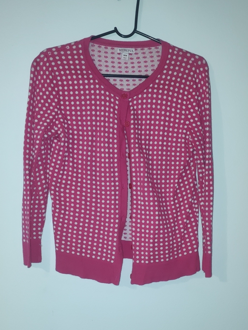 Merona Pink and White Polka Dot Cardigan